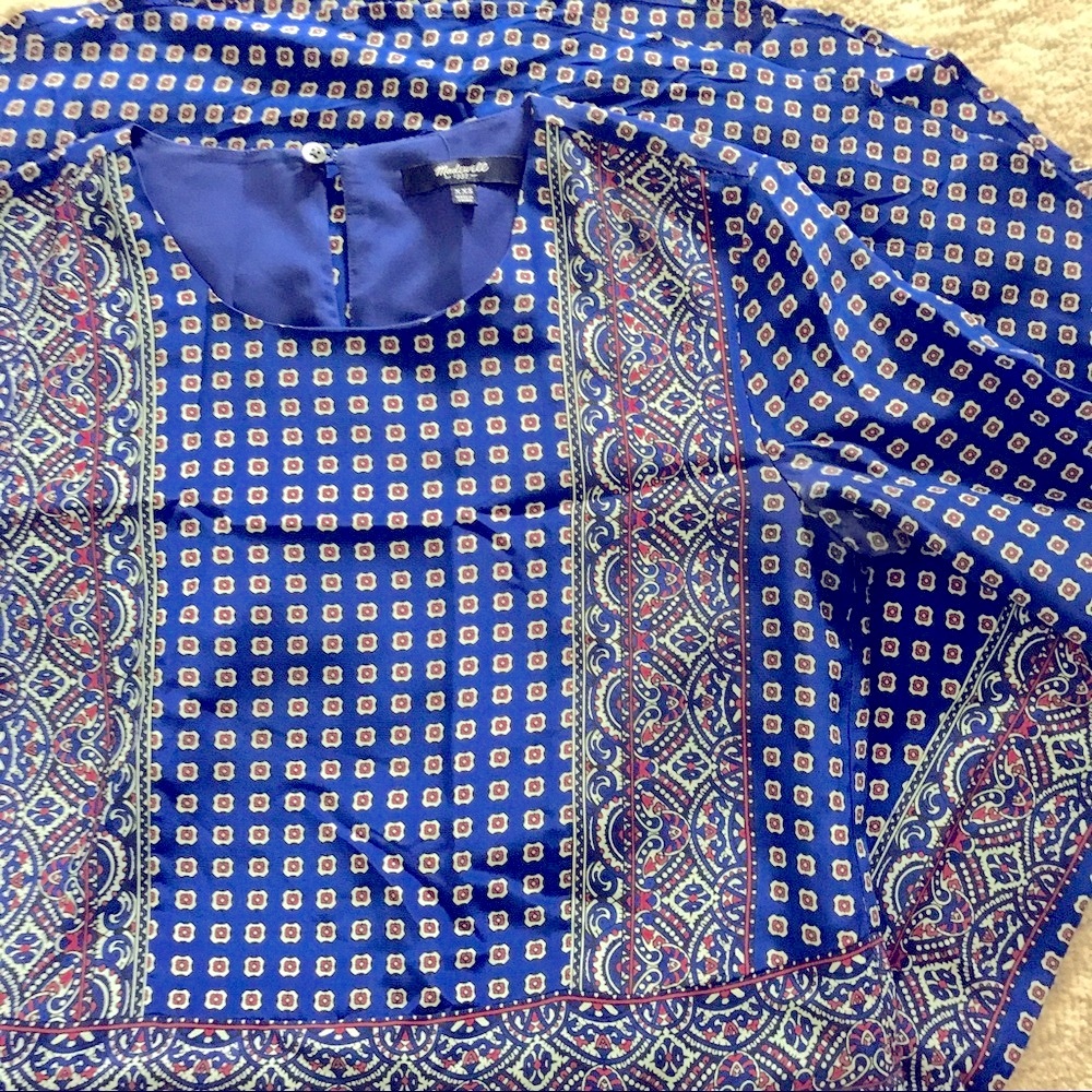 Madewell blue silk tee dress in ascot grid - Picture 6 of 8